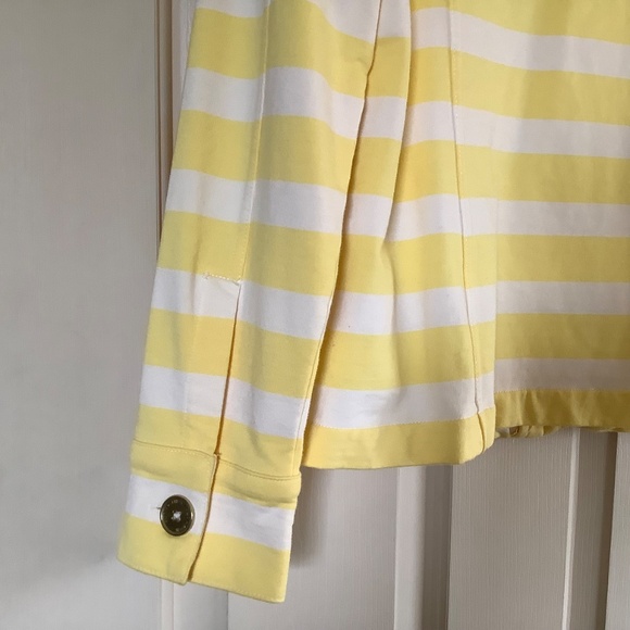Isaac Mizrahi Striped Button Front Knit Jacket Yellow SZ M - Picture 11 of 16